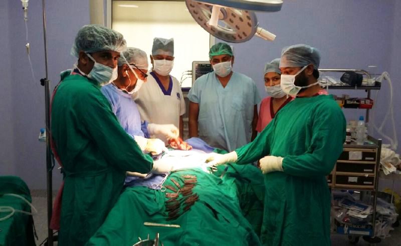 an indian surgical team operates on a policeman who swallowed over 40 knives as seen at amritsar hospital photo afp