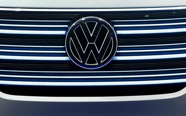 the volkswagen emblem is shown on the grill of volkswagen 039 s budd e electric vehicle photo afp