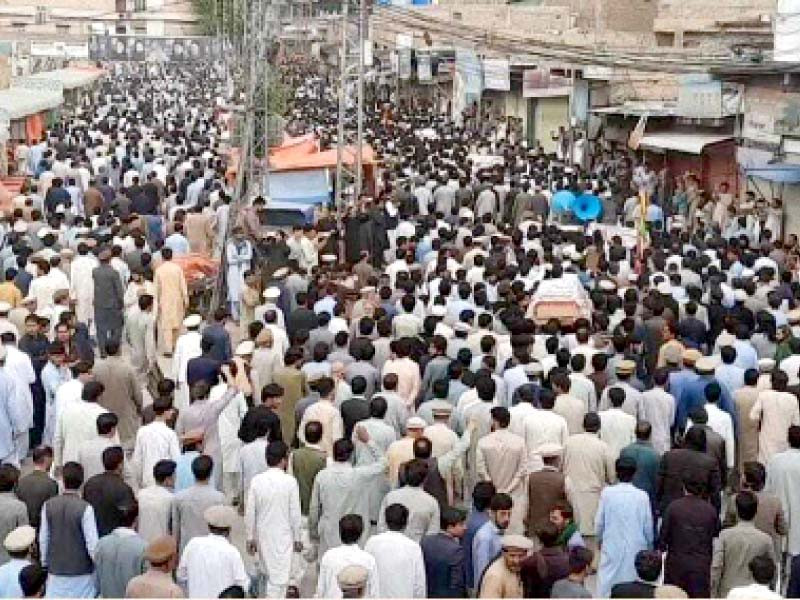 highly enraged residents of upper kurram stage a protest against the killing of eight people in kurram tribal district photo express