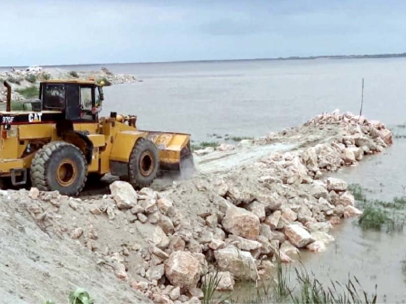 in light of increasing water levels in indus river authorities in bhakkar ready their defences in case of potential flooding photo express