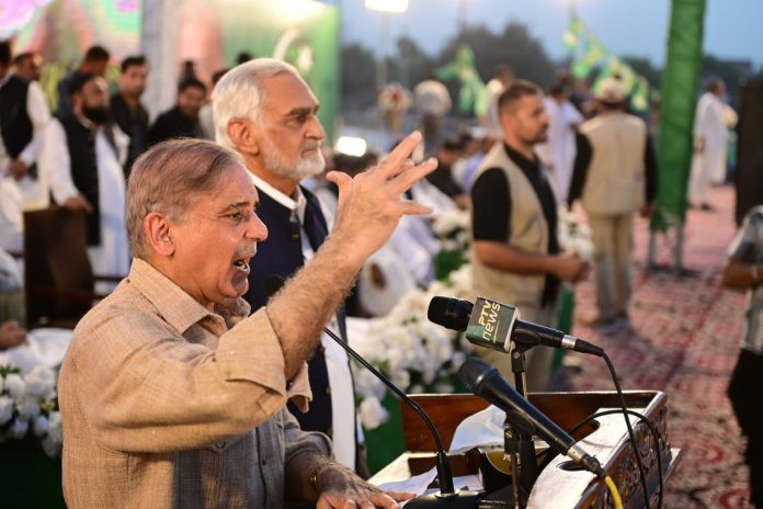 prime minister shehbaz sharif addressing a public gathering in kasur on august 6 2023 photo app