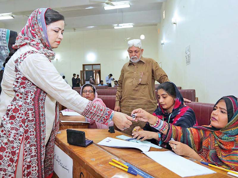 female councilors cast their ballots during the mayoral elections in hyderabad photo app