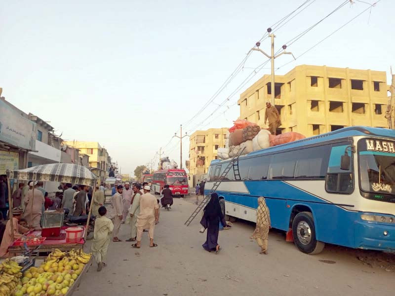 buses carrying illegal afghans depart for chaman border from the main terminus at sohrab goth photo express