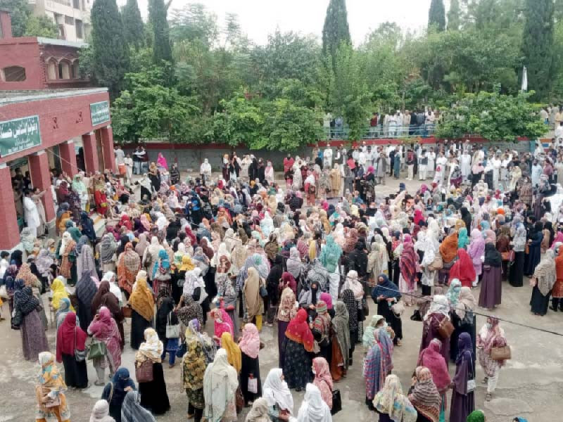 a large number of teachers and non teaching staff stage a protest at the islamia higher secondary school no 1 on murree road in the garrison city photo qaiser shirazi express