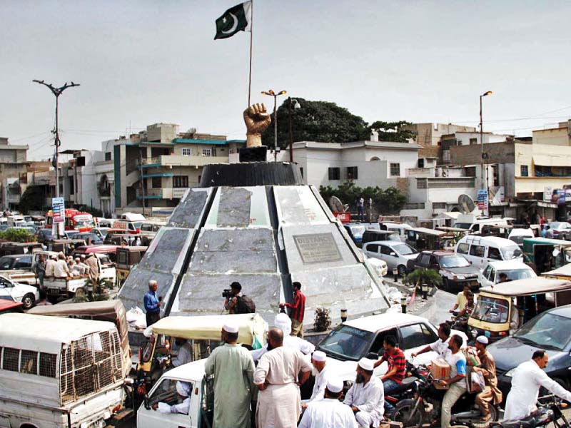 all pictures of altaf hussain have been removed from azizabad s famous mukka chowk which has been renamed liaquat ali khan chowk photo online