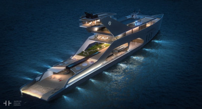 the superyacht with a private beach