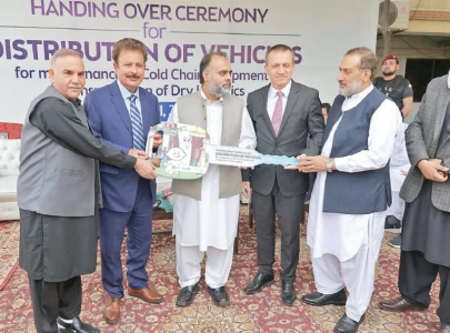 unicef hands over five vehicles to k p health department