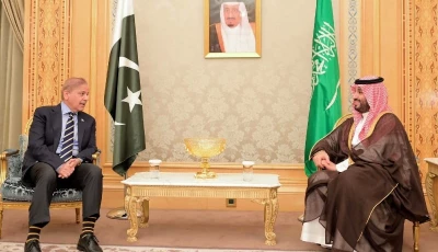 prime minister shehbaz sharif meets saudi crown prince mohammad bin salman in riyadh on april 29 2024 photo express