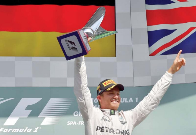 rosberg s sixth win of the season cut teammate hamilton s lead in the standings to nine points with eight races remaining photo afp rosberg s sixth win of the season cut teammate hamilton s lead in the standings to nine points with eight races remaining photo afp