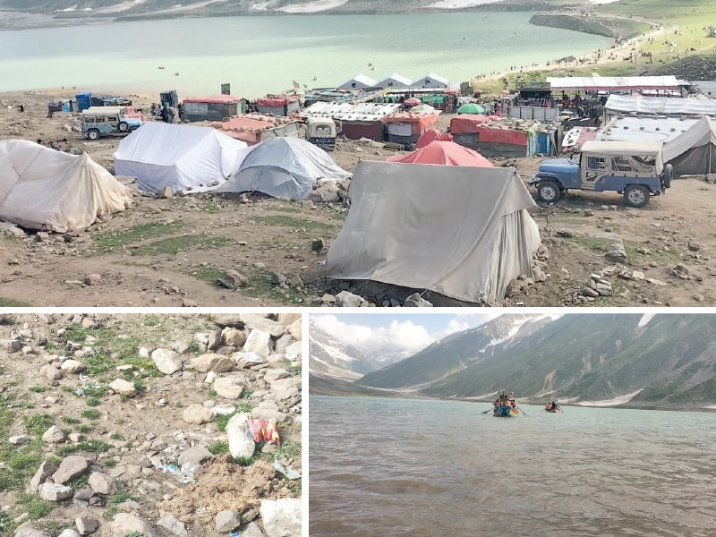 greedy business owners transform the serene lake saiful malook into a chaotic settlement the once pristine waters have now changed colour due to rapid soil erosion littering and heavy foot traffic in this ecologically delicate valley photos zulfiqar ali express