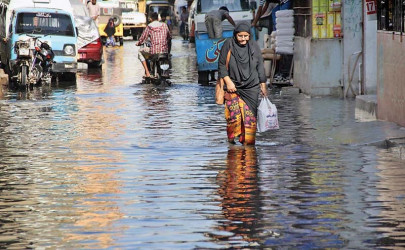 rain aftermath residential areas in malir inundated locals distressed