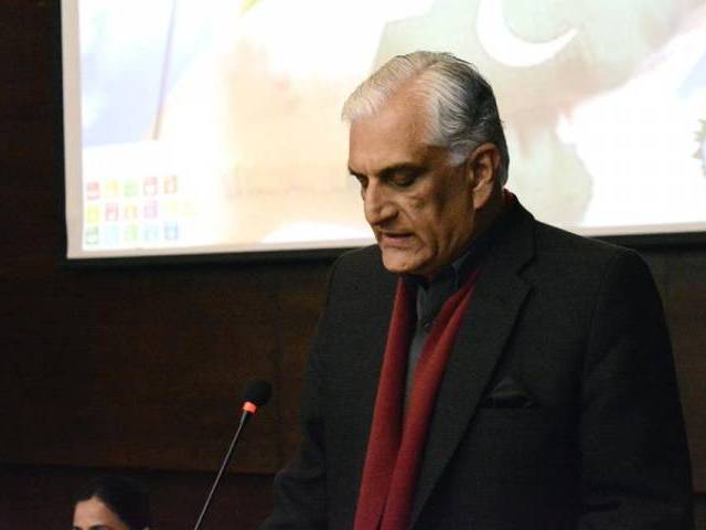 federal minister for climate change zahid hamid speaking at a national conference photo file