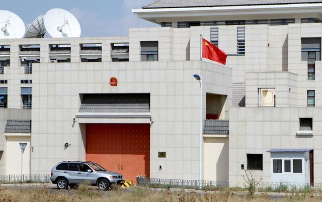 a car is parked near china 039 s embassy in bishkek kyrgyzstan august 30 2016 photo reuters