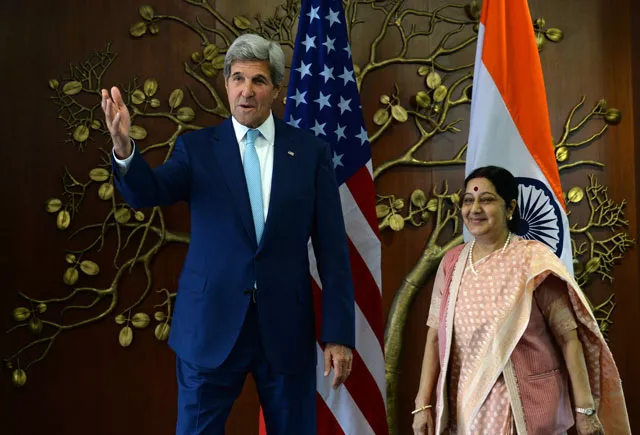 indian minister of external affairs sushma swaraj r and us secretary of state john kerry speak prior to a meeting in new delhi on august 30 2016 photo afp indian minister of external affairs sushma swaraj r and us secretary of state john kerry speak prior to a meeting in new delhi on august 30 2016 photo afp