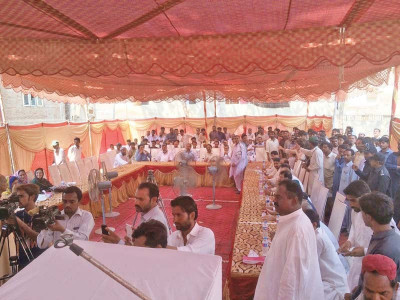 open workplace sukkur mayor holds maiden meeting inside a tent