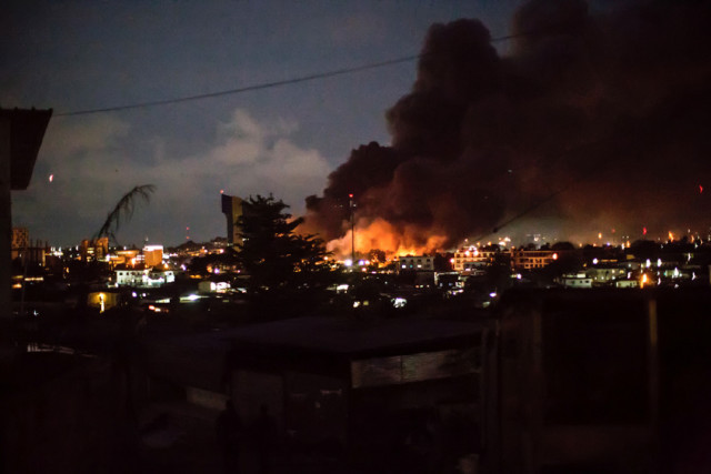 smoke and flames are pictured billowing from the national assembly building in libreville after it was set ablaze on august 31 2016 by demonstrators protesting after gabon 039 s president ali bongo was declared winner of last weekend 039 s contested election photo afp smoke and flames are pictured billowing from the national assembly building in libreville after it was set ablaze on august 31 2016 by demonstrators protesting after gabon 039 s president ali bongo was declared winner of last weekend 039 s contested election photo afp
