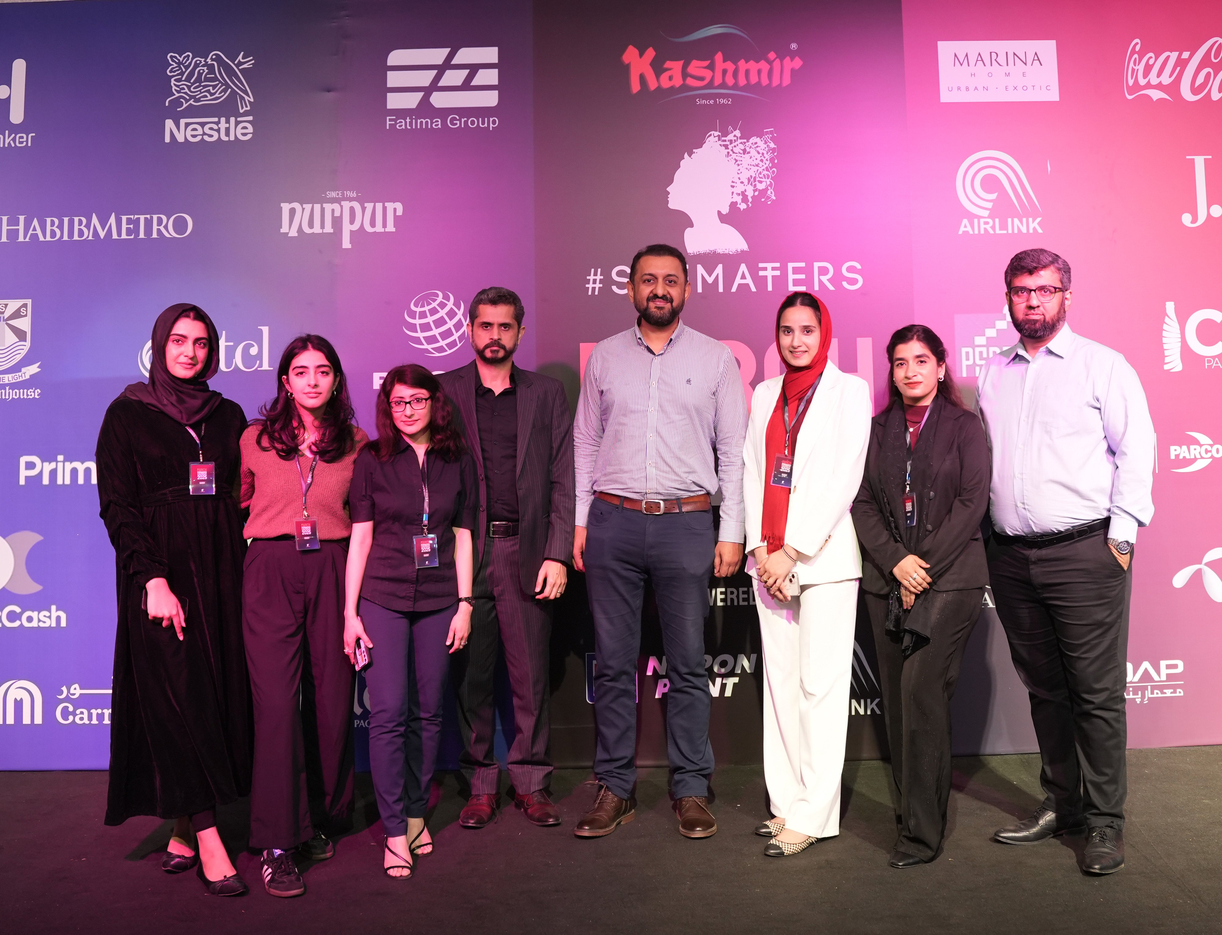 Team Kashmir Left to right  Eman Ahmed Warriach, Mishael Tareen, Alina K. Lodhi, Omer Ahmed, Mian Shahzad Khalid, Naweera Adnan, Areesha Haider, and Saad Farooq Bhatti