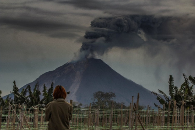 mount sinabung spews volcanic ash into the air during an eruption in karo north sumatra indonesia photo reuters