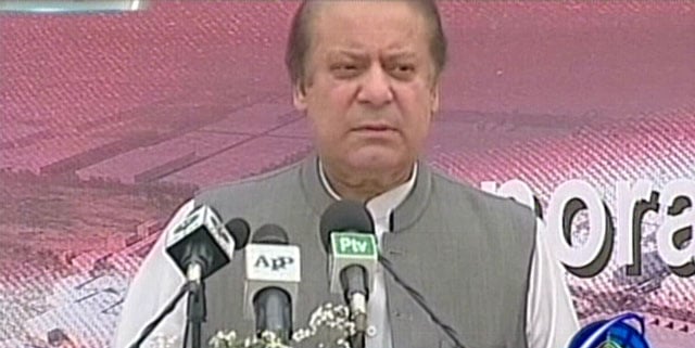 prime minister nawaz sharif addressing a ceremony in gwadar screen grab