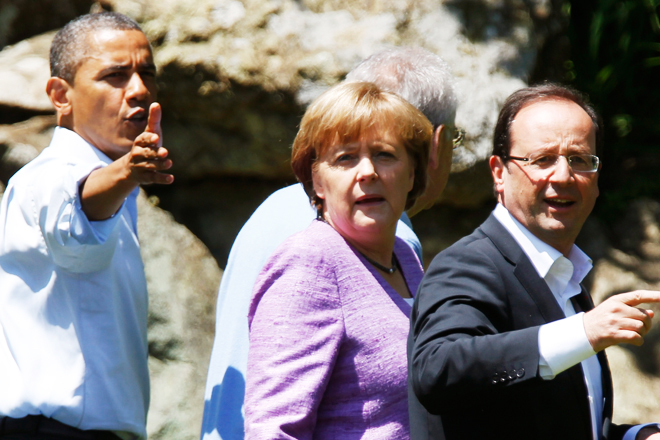 us president barack obama german chancellor angela merkel and french president francois hollande photo afp