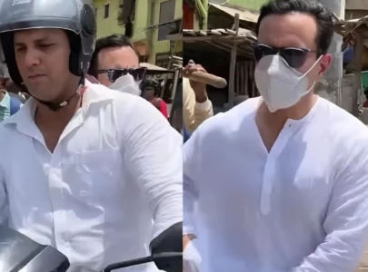 saif ali khan spotted riding scooter on mumbai streets ahead of movie release saif ali khan spotted riding scooter on mumbai streets ahead of movie release