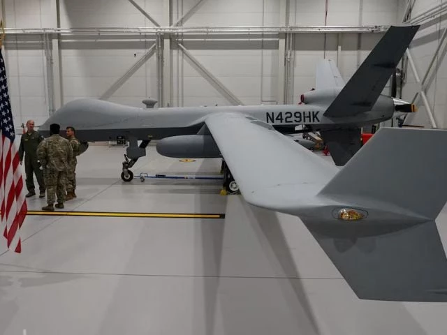 a us air force mq 9 reaper drone sits in a hanger at amari air base estonia july 1 2020 photo reuters a us air force mq 9 reaper drone sits in a hanger at amari air base estonia july 1 2020 photo reuters