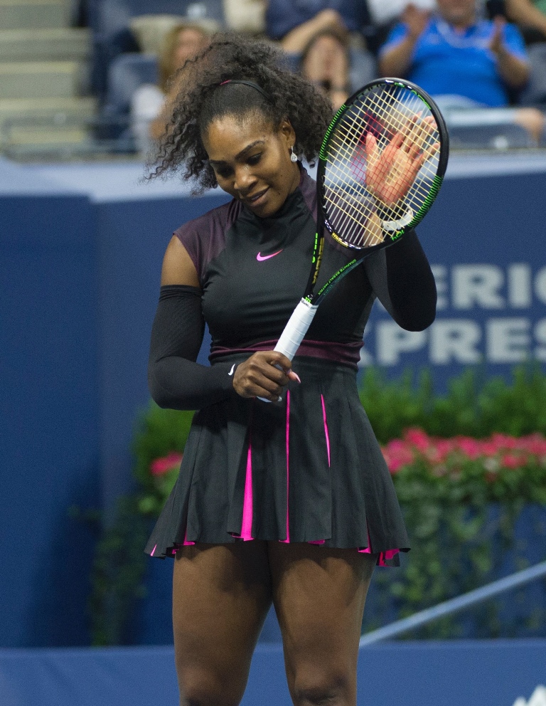 serena williams reacts after a point against vania king at usta billie jean king national tennis center on september 1 2016 in new york photo afp