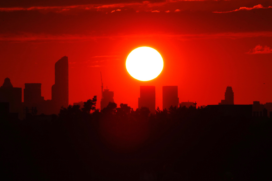 a sunset is seen over new york photo afp