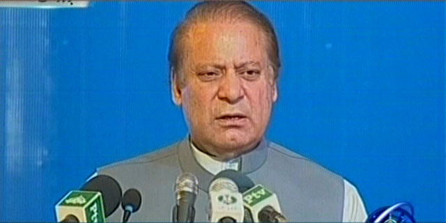 prime minister nawaz sharif addressing a public gathering in faisalabad on saturday screen grab