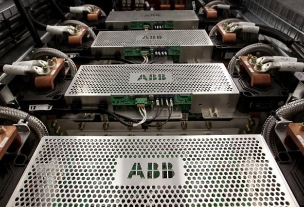 the company 039 s logo is seen on protection grids of a traction transformer at a plant of swiss engeneering group abb photo reuters