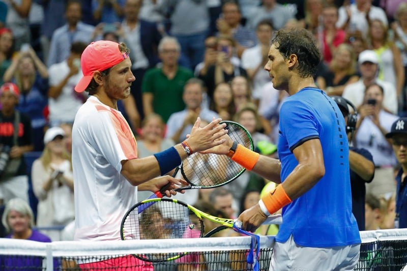 lucas pouille l shakes hands with rafael nadal r after their us open men 039 s singles match in new york on september 4 2016 photo afp