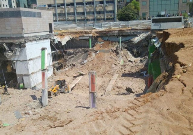 the incident occurred at a construction site where an underground car park collapsed photo courtesy the jerusalem post