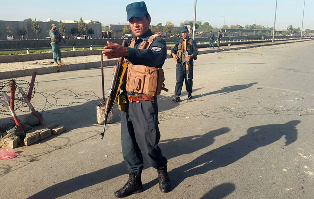 afghan policemen stand guard at the site of a blast in kabul afghanistan september 5 2016 photo reuters