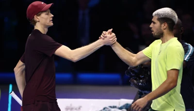 italy s jannik sinner and spain s carlos alcaraz shake hands after the final photo reuters