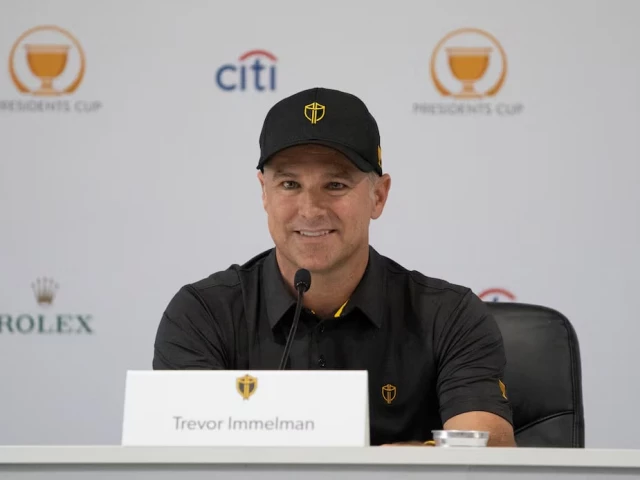 international team captain trevor immelman smiles while addressing the media in a press conference during a practice day for the presidents cup golf tournament at quail hollow club photo reuters international team captain trevor immelman smiles while addressing the media in a press conference during a practice day for the presidents cup golf tournament at quail hollow club photo reuters