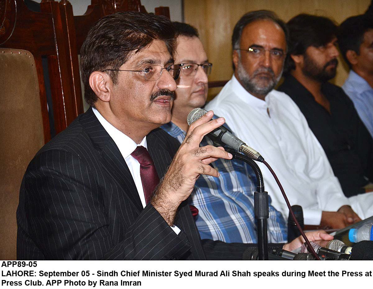 sindh cheif minister syed murad ali shah speaks during meet the press at press club photo app