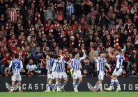 sociedad s benat turrientes celebrates scoring their first goal with teammates photo reuters