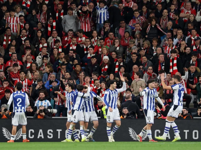 sociedad s benat turrientes celebrates scoring their first goal with teammates photo reuters sociedad s benat turrientes celebrates scoring their first goal with teammates photo reuters