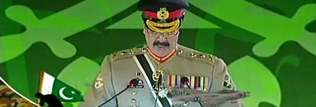 army chief addresses the defence day ceremony at ghq rawalpindi on tuesday express news screen grab