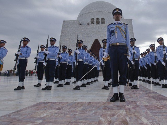 a change of guard ceremony was held at the quaid s mausoleum where cadets of the paf risalpur assumed the guard duty photo express