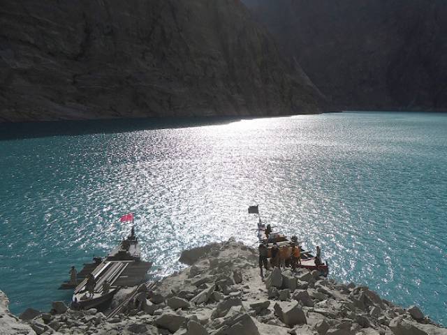 attabad lake spillway evening view photo kamran ahmed