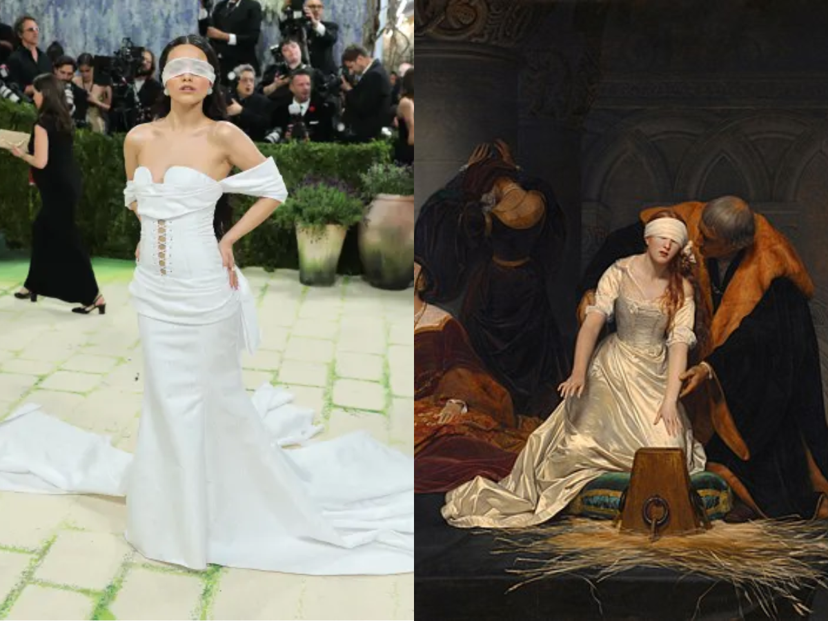 Rachel Zegler in Prabal Gurung (Reuters) inspired by The Execution of Lady Jane Grey (Paul Delaroche)
