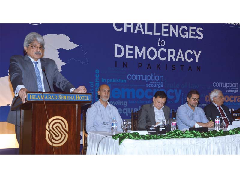 a seminar on the challenges to democracy was organised by the free and free election network where renowned scholars and academicians shed light on issues plaguing the country photo mudassar raja express