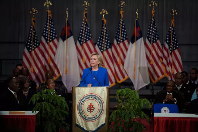 democratic presidential nominee hillary clinton pauses while speaking during the 136th annual session of the national baptist convention at the kansas city convention center september 8 2016 in kansas city missouri photo afp democratic presidential nominee hillary clinton pauses while speaking during the 136th annual session of the national baptist convention at the kansas city convention center september 8 2016 in kansas city missouri photo afp