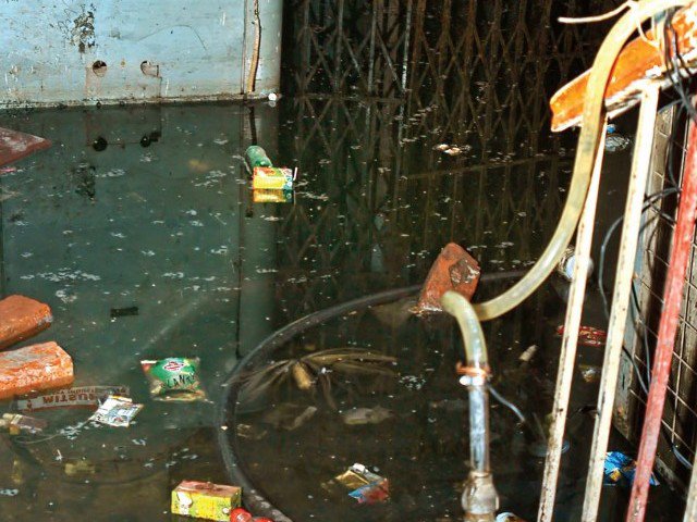 in most of karachi citizens are receiving drinking water mixed with sewage photo express
