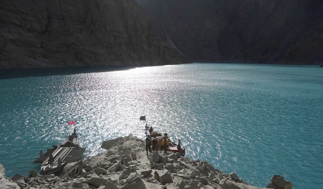 attabad lake spillway evening view photo kamran ahmed