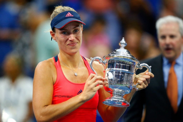 angelique kerber poses with her trophy after defeating karolina pliskova in new york on september 10 2016 photo afp angelique kerber poses with her trophy after defeating karolina pliskova in new york on september 10 2016 photo afp