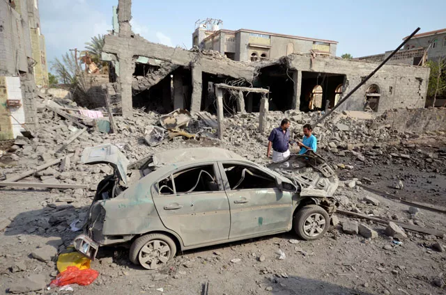 people stand at the site of a saudi led air strike in the red sea port city of houdieda yemen september 5 2016 photo reuters people stand at the site of a saudi led air strike in the red sea port city of houdieda yemen september 5 2016 photo reuters