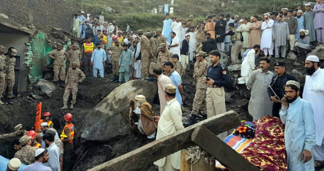 the dsp said the pakistan army police officials and locals started a rescue operation in the village after the flashfloods photo express the dsp said the pakistan army police officials and locals started a rescue operation in the village after the flashfloods photo express