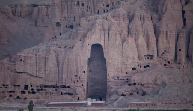 a close up view of the large buddha niche in bamiyan in central afghanistan august 16 2009 photo reuters